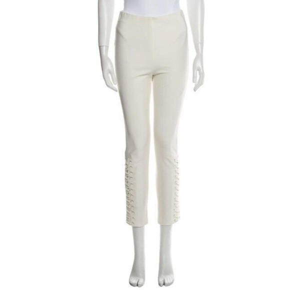 Derek Lam 10 Crosby Cream Lace-Up Detailed Leggings Skinny Pants Size 2 - Picture 2 of 3